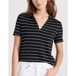 Rag & Bone 'The Knit' Black Stripe Polo Size S